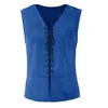 Men's Vests Halloween Costume Tank Top Slim Fit Vest Medieval-inspired Pirate For Men Lace-up Solid Color Tops Cosplay