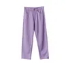 Calça feminina 2023 Purple Casual Cintura Alta Mulheres Femininas Mulhers Outwear