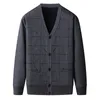 Herrtröjor Cardigan Men tröja Sticked Jacket Coat Mens V Neck Knitwear Fashion Print Smart Causal Warm Stick 230822