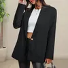 Frauenanzüge Frauen Feste Farbe Chic Business Single Knopf Anzuganzug Jacken mit Taschen Anti-Falten-Stoff für formelle Pendelpendel