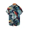 Men's Casual Shirts Hawaiian Bird Animal Print Shirt Summer Oversized 3D Flower Retro Short Sleeve Top Street Trend