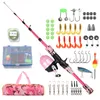 Båtfiskestavar Kids Rod and Reel Combo Full Kit 1.2m 1.5m Telescopic Casting Pole med Spincast Hooks Lures Swivels Bag 230822