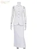 Tvådelt klänning Claceive Summer Slim White Cotton Set Women Outfit 2023 Elegant ärmlösa toppar med höga midja långa kjolar sätter kvinnliga 230823