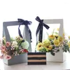 Gift Wrap 5pcs Waterproof Kraft Paper Portable Flower Basket Bouquet Handle Carton Creative Holiday Wrapping Box