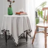 Nappe de table simple en coton et lin, ronde, unie, couleur unie