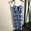 Vintage Print Sling Dresses Women Sleeveless Designer Dress Holiday Elegant Charm Long Skirts Luxury Personality Dress