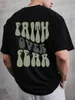 Men's T Shirts 2023 Fashion Cotton Casual Shirt Unisex Trend FAITH OVER FEAR Print Tees Tops Women Men Comfortable Soft Pullover T-shirt