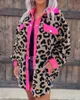 Womens Wool Blends Fashion Leopard Teddy Coats Winterwear Casual Cow Print Cheetah Baby Coat Mom Jacket 230822