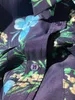 2023 Autumn Blue Floral Print Silk Blus Shirt Lång ärm Lapel Neck Double Pockets Single-Breasted Soie Top Shirts H3G22FSLM