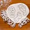 Autres fournitures Halloween Citrouille Sorcière Cerveau Chat Cookie Cutters Plastique 3D Dessin animé Pressable Biscuit Timbre Chocolat Moule Gâteau Décoration Outils L0823