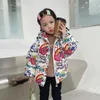 Down Coat letters print girls clothes new White duck down jacket winter boys cute cartoon down quilted boys and girls jacket child wearing J230823