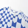 American retro designer men's sweater chequered letter print High street niche fashion loose couple long sleeve woman