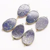 Pendant Necklaces 4pcs/lot Natural Stone Oval Pendants Lapis Lazuli Flat Mineral Healing Gold Plated Edge Charms Diy Jewelry Wholesale