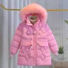 Down Coat 4 Color Winter Keep Warm Girls Jacket Diamond Mesh Print Can Be Waist Folded Padding Lining With Velvet Coat For Kids J230823