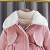 Down Coat Girl Winter Dikke Warm Jacket Kind middenlengte plus Velvet Wind Breaker Kids Fashion CottonPadded Parkas Coats J230823
