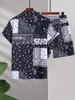 Tracksuits voor heren zomer 2 -delige set willekeurige paisley sjaal print shirt trekkoord shorts zonder tee