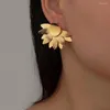 Stud Earrings Personalized Tide With Alloy Lotus Fashion Sweet Cool Wind Petal Ladies Frosted Flowers Wholesale