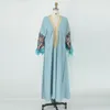 Vêtements ethniques Robe en mousseline Abaya Gland Manches courtes 2023 Mode d'été Casual Fourrure Longue Grande Coupe Ample pour Femmes