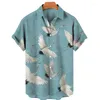 Erkekler Sıradan Gömlek Camisa Hawaiana de Manga Corta Para Hombre Gayri resmi Talla Grande Con Estampado Grulla Playa 2023