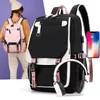 Plecaki Fengdong duże torby szkolne dla nastoletnich dziewcząt USB Port Port Canvas School Student Book Bag Fashion Black Pink Teen Plecak 230822