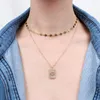 Naszyjniki wiszące Eyika miedź złota platowana gwiazda szyjka choker delikatny obojczyk łańcuch cyrkon czerwone usta Square Beach Jewelry Gift