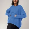Bluzy damskie swetry dla dużych i wysokich kobiet Soild Kolor okrągły szyja długie rękawowe Top Solid Lose Temperament Knitted Sweter 230822