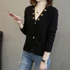 Women's Knits 2023 Women Floral Embroidered Knit Cardigan Sweater Slim V-neck Long Sleeve Comfy High Quality #H
