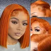 Autres accessoires de mode Gingembre orange droite Bob perruque dentelle avant perruques de cheveux humains pour les femmes noires cheveux humains cheveux brésiliens os droite dentelle avant perruque