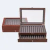 Wood Pen Display Case Storage And Fountain Collector Organizer Box With Glass Window 23 Slots Drawer