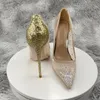 12 cm noenname_null jurk 918 schoenen pailletten gouden scarpin designer hoge hakken sier pumps slip op diamant mesh puntige teenschoen 230822 712