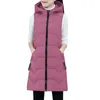 Women's Vests Fashion Casual Comfortable Solid Color Zipper Vest Hooded Jacket Junior Quilted Ragged