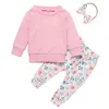 Rompers Ins Autumn 2023 Baby Girls 2PCS Clothes Set Cotton Long Sleeve Tops Floral Elastic Waist Pants Suit Toddler Outfits 230823