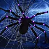 Inne imprezy imprezowe 125 cm Luminous Halloween Spider Straszny gigantyczny pająk LED Spider Web Halloween Decorations Props Haunted Indoor Outdoor Decoration 230823