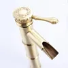 Bathroom Sink Faucets Gold Color Brass Material Deck Mounted Cold & Water Of 3 Size Bamboo Model Faucet