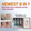 Appareil de levage de peau hydro-microdermabrasion 8 en 1, multifonction, haute fréquence, spa facial, ultrasons, eau biologique, dermabrasion, machine hydratante, élimination des rides