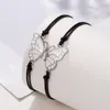 Bedelarmbanden ontwerpen 2 stks/set vlinder hanger armband voor vrouwen meisje handgemaakte geweven verstelbare vriendschap charmante sieraden