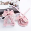 Dog Collars Leashes Pink Stripe Dog Collars And Harnesses Cotton Bows Girl Boy Pet Leash Set Outdoor Walking For Pitbull Chihuahua S M Accessories 230823