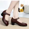 Dress Shoe Classic Wine Red Height Increased Round Toe Buckle Strap Heel Shoes Lady Fashion Comfort Summer Party Pump 230823