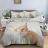 Beddengoed stelt 3D dierpatroon dekbedoverdeksel set schattig patroon beddengoed set quilt cover twin single size home textiel kitten r230823