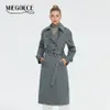 Women s Suits Blazers MIEGOFCE 2023 Spring Autumn Lapel Women Long Trench Coat Solid Color Belt Scarf Double Breasted Windbreaker F23827 230822