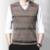 Men's Vests Sweater Vest Men Clothes 2023 Winter V-neck Collar Casual Knitted Slim Fit For
