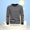 T-shirts voor heren T-shirts voor heren Gestreept basisshirt met lange mouwen Heren casual katoenen heren top met col voor slanke pasvorm