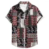 Herren lässige Hemden 2023 Sommer Herren Vintage Mann Hemd schwarzes Paisley Blumenmuster Kurzarm Top männlicher Hawaiian Strand Harajuku