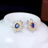 Orecchini per borchie Colife Jewelry 925 Snow Flake 3mm 4mm Natural Ruby Emerald Sapphire Fashion