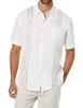 Chemises décontractées pour hommes Chemise en lin à manches courtes de haute qualité Cubain Beach Top Pocket Guayabella Hommes