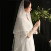 Veli da sposa perle con perline con pettine bordo in pizzo bianco velo da sposa accessori fatti a mano.