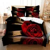 Sängkläder sätter Red Rose Bedding Set Quilt/Depet Cover Case 3D Dubbel full tvilling singel 3/2 st.