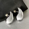 Charm Simple Chunky Water Drop Half Tomt Stud Earrings For Woman Punk Metal Gold Color Cshaped Hook Smycken Trend Gift 230823