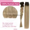 Synthetic Wigs Moresoo Human Hair Bundles Weave in Double Wefted Machine Remy Hair Balayage Hair Pieces for Women Straight Weft Hair x0823