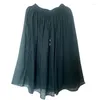 Spódnice solidne fałdy podróżne spódnica wakacyjna zielona 2023 jesień lato kobiety elastyczne talia bawełniana lniana elegancka elegancka elegancka